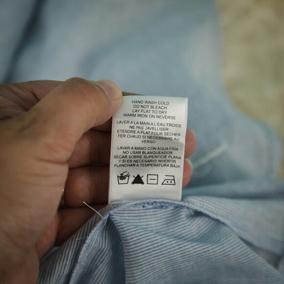 Velvet Graham Spencer Size Small Stripe Boho Embroidered Beaded Cotton Blue Top - Picture 7 of 8